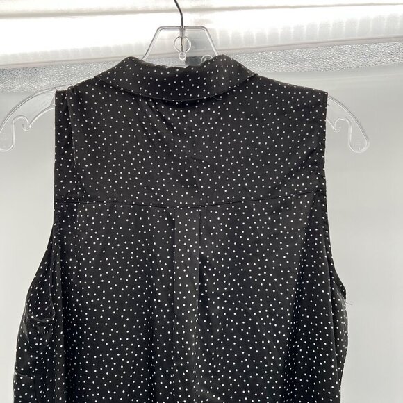 Violets & Roses Sleeveless Button Down Black/White Polka Dot Shift Dress 12 New - Picture 6 of 10
